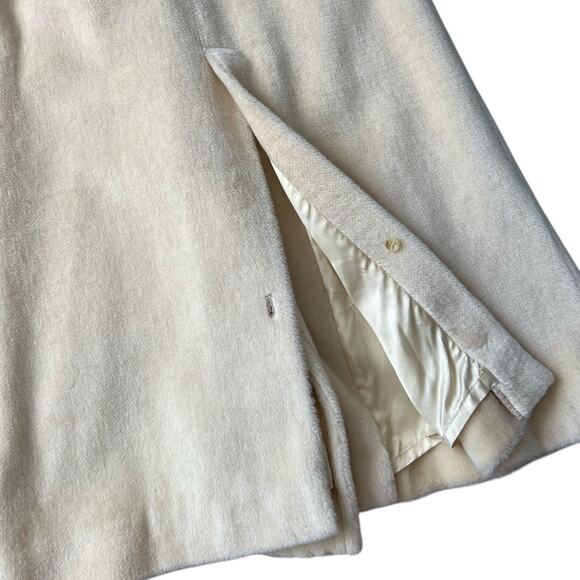 Vintage Invertere Cream 100% Alpaca Pile Trench Coat Satin Lined Women’s XL - Picture 13 of 13